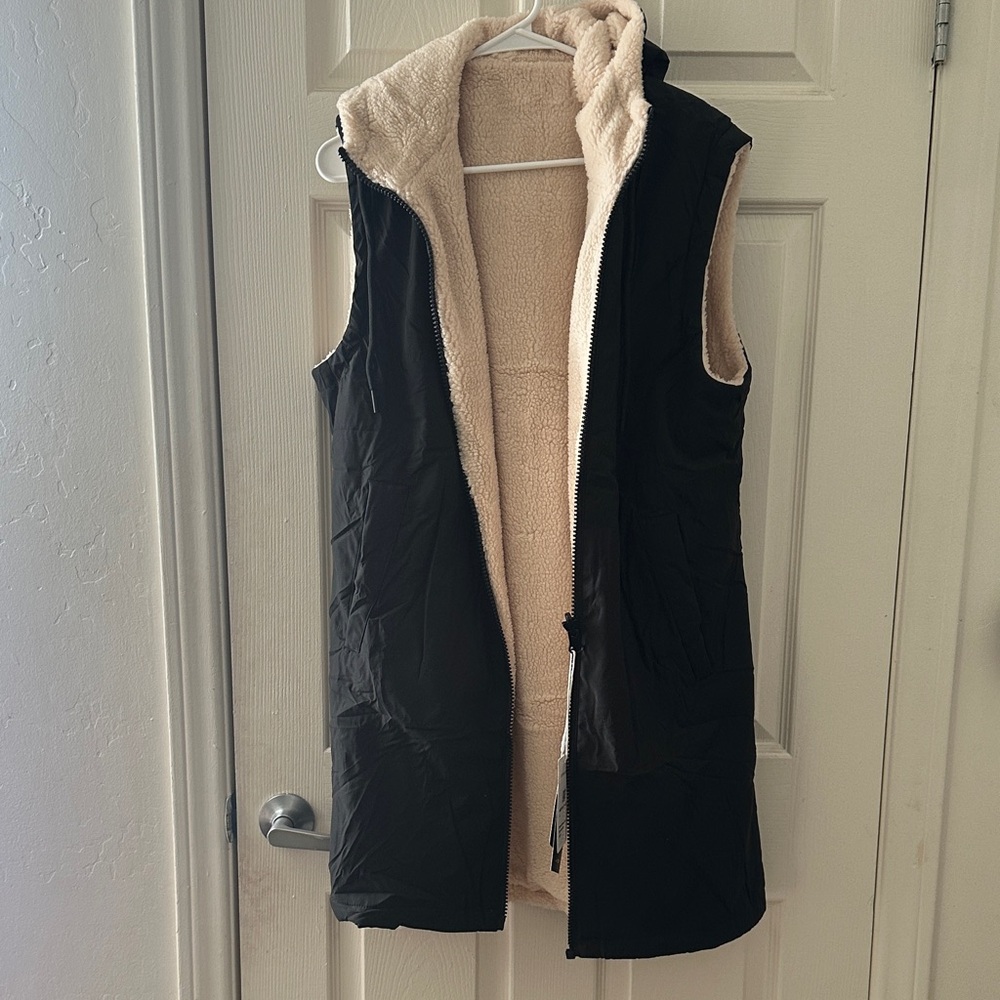 Elegant Black and Cream Reversible Vest